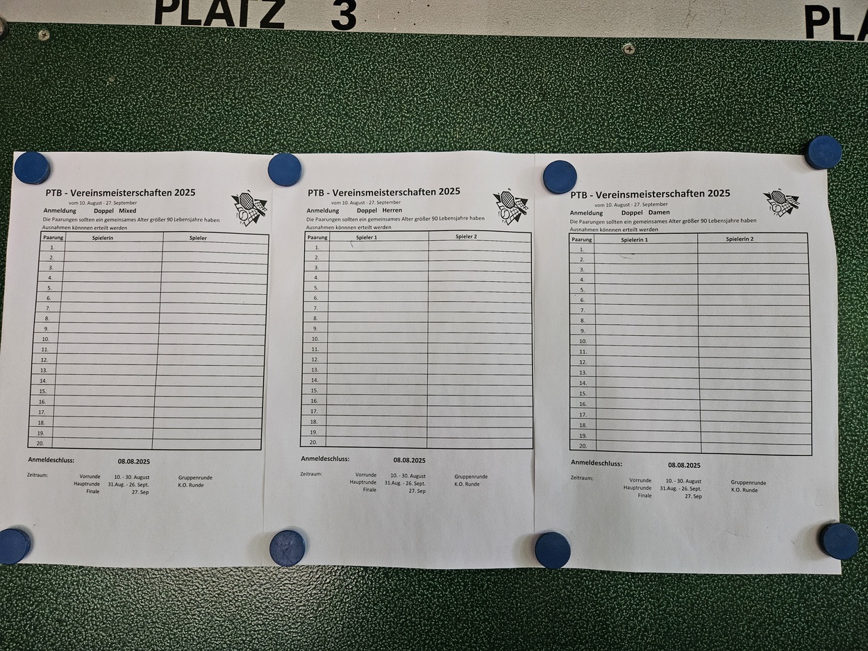 PTB - Vereinsmeisterschaften 2025